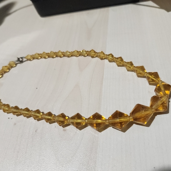 Vintage Circa 1960 Amber Glass Bead Necklace - Picture 2 of 6